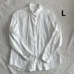 【UNIQLO】ユニクロ リネンシャツ ホワイト 白　Lサイズ 長袖　レディースのサムネイル