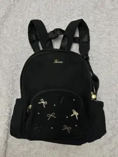 【美品】TOCCA リボン装飾 キッズ　リュック ブラックのサムネイル