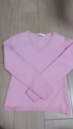 カシミヤ ピンク Vネック セーター