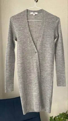 ユニクロ　ウール50% 毛　グレー ロングカーディガン XS