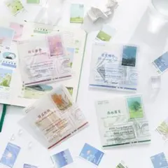 おすすめ❗️ 切手風シール　ステッカー　コラージュ素材　海外　手帳デコ　ジャーナル