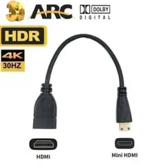Mini HDMI to HDMI 変換アダプタ 4K30hz 3D 20cm