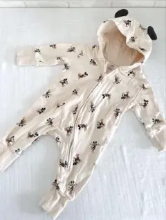 H&M ミッキーマウス柄ロンパース 62/68cm 耳付き　オーガニックコットン