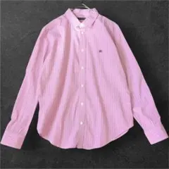 【極美品】ラルフローレン ストライプ 長袖シャツ ピンク M コットン