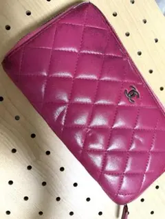 シャネル　長財布　マトラッセ　ピンク　used