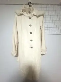 COMME CA ISM フード付きロングコート アイボリー