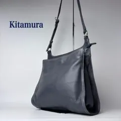 キタムラ　Kitamura　レザーショルダーバック　3層　斜め掛け　ステッチのサムネイル