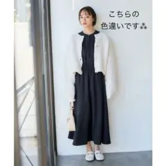 【美品】VIS ビス 洗える フロントタック長袖ワンピース 金ボタン 2way