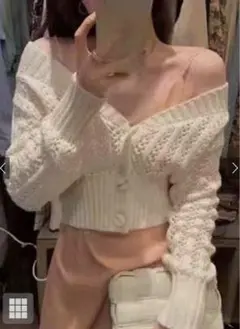 新品タグ付き GRL ショート丈透かし編みニットカーディガン[at1614]