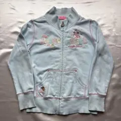 メゾピアノジュニア 平成レトロ 水色ジップアップパーカー S(140)