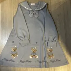 Mezzo-Piano クマ刺繍 セーラー襟 ワンピース