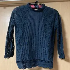 レース トップス ブラウス 黒