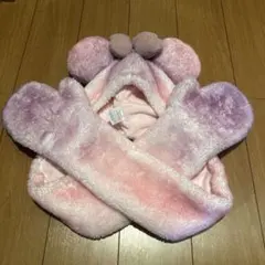 ディズニー　ミニー　マフラーキャップ　ファンキャップ　ピンク　紫