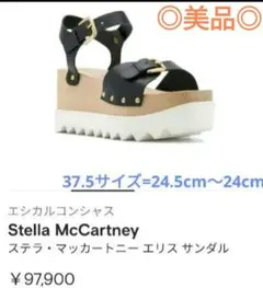 37.5サイズ=24cm〜24.5cmステラマッカートニー厚底エリスサンダル　黒