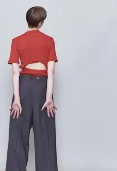 ＜6(ROKU)＞COTTON RIB BACK HOLE TOP