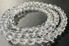 3連★水晶 スターカット ブレスレット★天然石 パワーストーン ネックレス