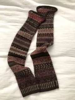 ウール混紡 多色幾何学模様アームカバー