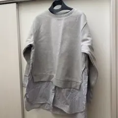 レイヤードデザイン長袖トップス グレーのサムネイル