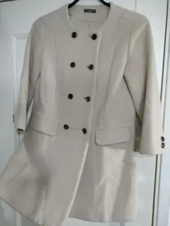 美品✦極上の肌触りIÉNAイエナ　アンゴラ混ノーカラーダブルコートS　アイボリー