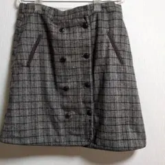 グレー系チェック ダブルボタン タイトスカート