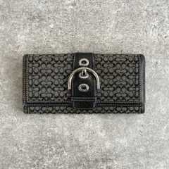 COACH シグネチャー 二つ折り財布 バックル ブラック - メルカリ