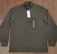 ユニクロ ソフトニットフリースモックネックT メンズ L オリーブ【新品未使用】