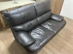 ダークブラウン レザー 2人掛け ソファ モダン 高級感 (たのメル便使用)のサムネイル