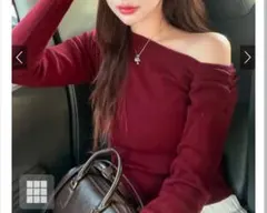 ワンショルダーギャザーリブニットトップス[fo2165]グレイル