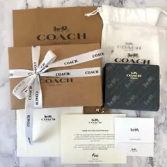 【新品】コーチ COACH 二つ折り財布 折り財布 新品未使用 ダークブルー