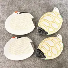 有田焼　幸楽窯　　 鶴銘々皿　亀銘々皿　4点セット