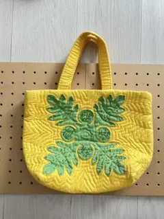 2079. ハワイアンキルト　バック　トートバック　フラダンス　フラ　黄色