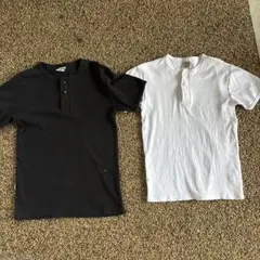 AVIREX サーマル ヘンリーネック Tシャツ 2枚セット ブラック ホワイト