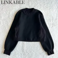 リンカブル 美品 ウール ブークレ リブ切替 ショート丈 ニットトップス 長袖