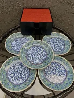 織部焼 丸幸中島 灶師 半月皿 5枚セット 千鳥に秋草図 Amazon｜瀬戸焼 中島塩草 「 織部のうつわ 」 6寸 織部皿