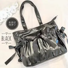 【MIMI♡さま専用】痛バ　オマケあり♡　両面　ブラック　トートバッグ　リボン