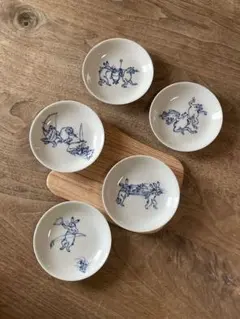 鳥獣戯画（ちょうじゅうぎが） ごはん茶碗5つ＋豆皿５枚 鳥獣戯画 染付 ききちゃん様 鳥獣戯画 京焼 染付〈1個〉 飯茶碗 茶碗・めし碗
