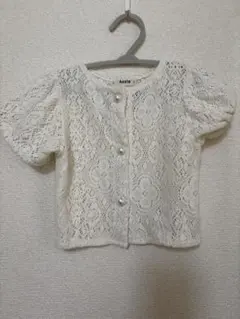Aosta レース編みカーディガン M ホワイト 半袖