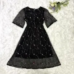 alicia PAGEBOY ページボーイ　フレアワンピース　チュール刺繍　小花