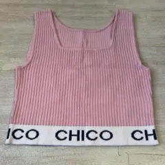 Chico チコ 裾ロゴクロップドタンクトップ ピンクのサムネイル