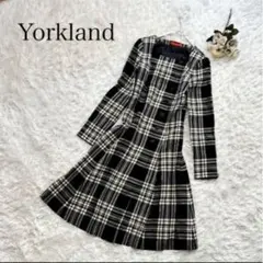 YORKLAND ヨークランド　長袖ワンピース　チェック　ブラック　ゆったり