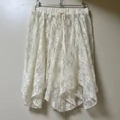 レース フレアスカート ホワイト 膝丈のサムネイル