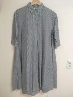 値下げ　ユニクロ　ロングチュニック　ワンピース　ロンドンストライプ