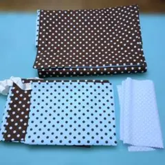 作り帯 付け帯 水色 茶色 ドット柄のサムネイル