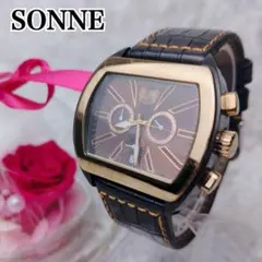 【美品✨】SONNE ブラック スクエア 腕時計動作確認 S161 クロノグラフのサムネイル