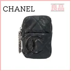 シャネル ラムスキン カンボンライン シガレットケース ブラック ココマーク