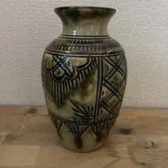 壺屋焼　名工　小橋川源慶　花器　線彫り(送料無料)