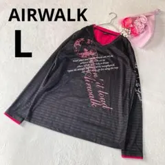 ◆ AIRWALK カットソー 長袖 ボーダー 黒 L エアウォーク 赤のサムネイル