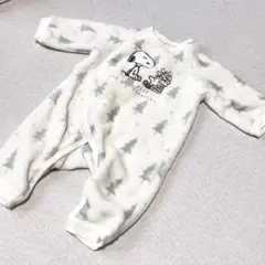 PEANUTS スヌーピー ロンパース フリース カバーオール 白