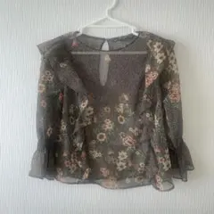 ZARA BASIC フラワープリントブラウス