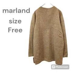 marland　長袖ニット　セーター　ブラウン　ハイネック　ウール100%　古着